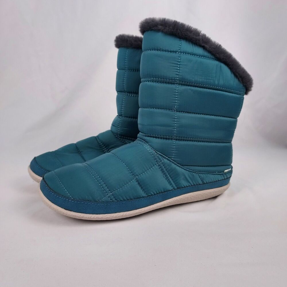 TOMS Quilted Faux Fur Lined Slipper Boots Womens Size 8 Blue Winter